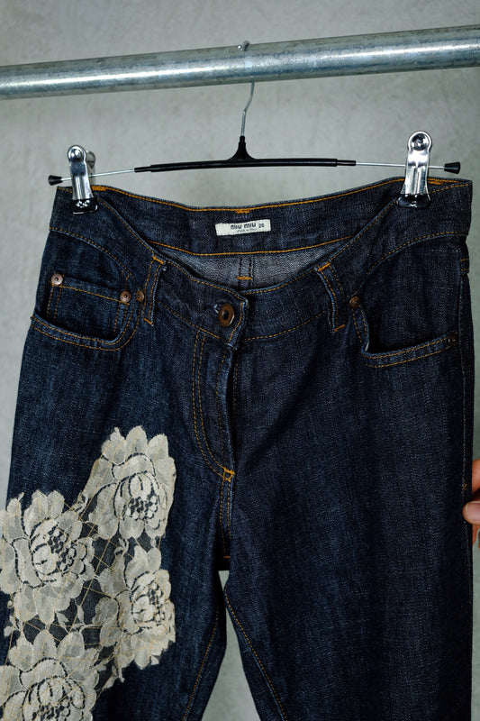Miu Miu Archival Lace-Appliqué Denim (circa 1999–2002)