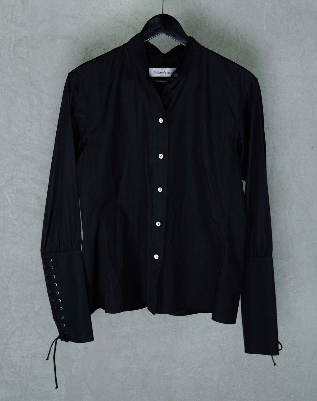 Yves Saint Laurent Rive Gauche Black Lace-Detail Shirt