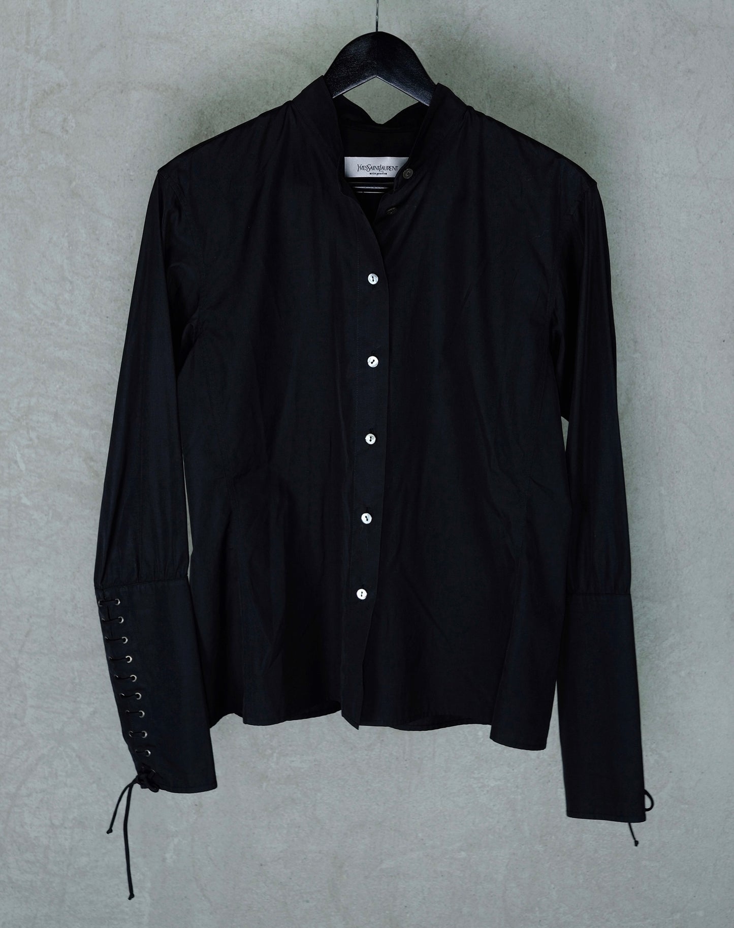 Yves Saint Laurent Rive Gauche Black Lace-Detail Shirt