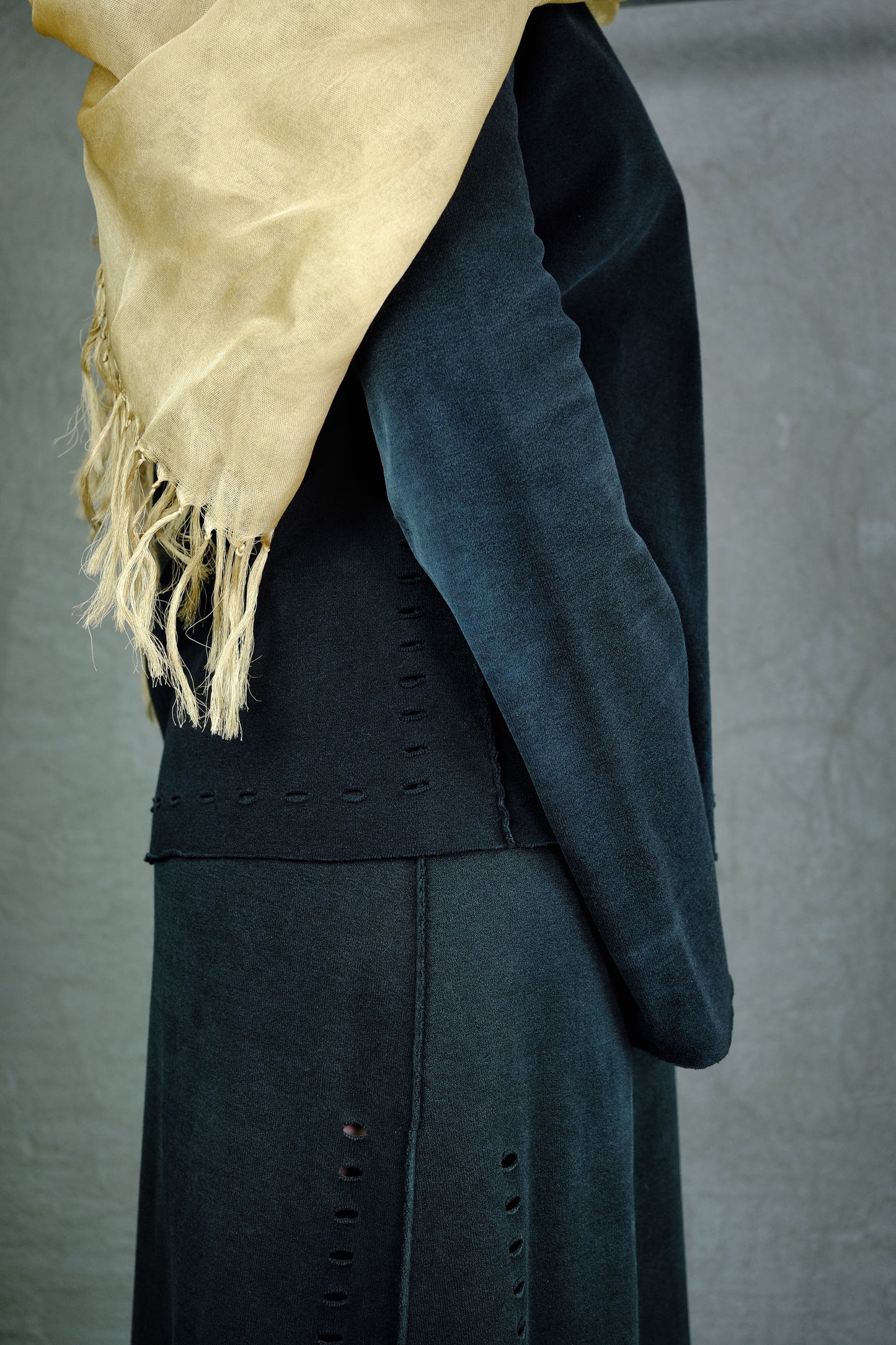 Issey Miyake High-waist Midi Skirt with Elastic Waistband