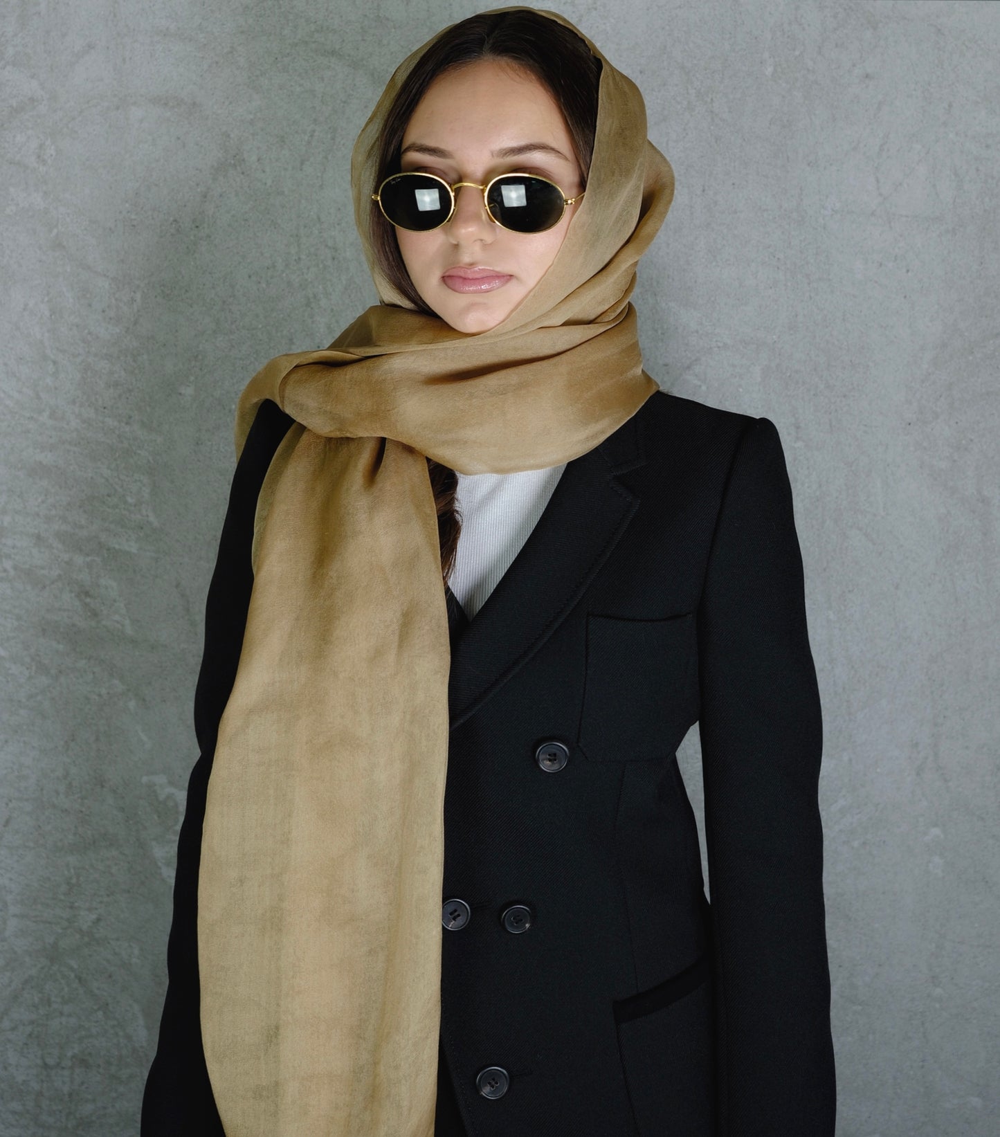 Issey Miyake Silk Scarf – Light Brown Made in Japan (1990s)