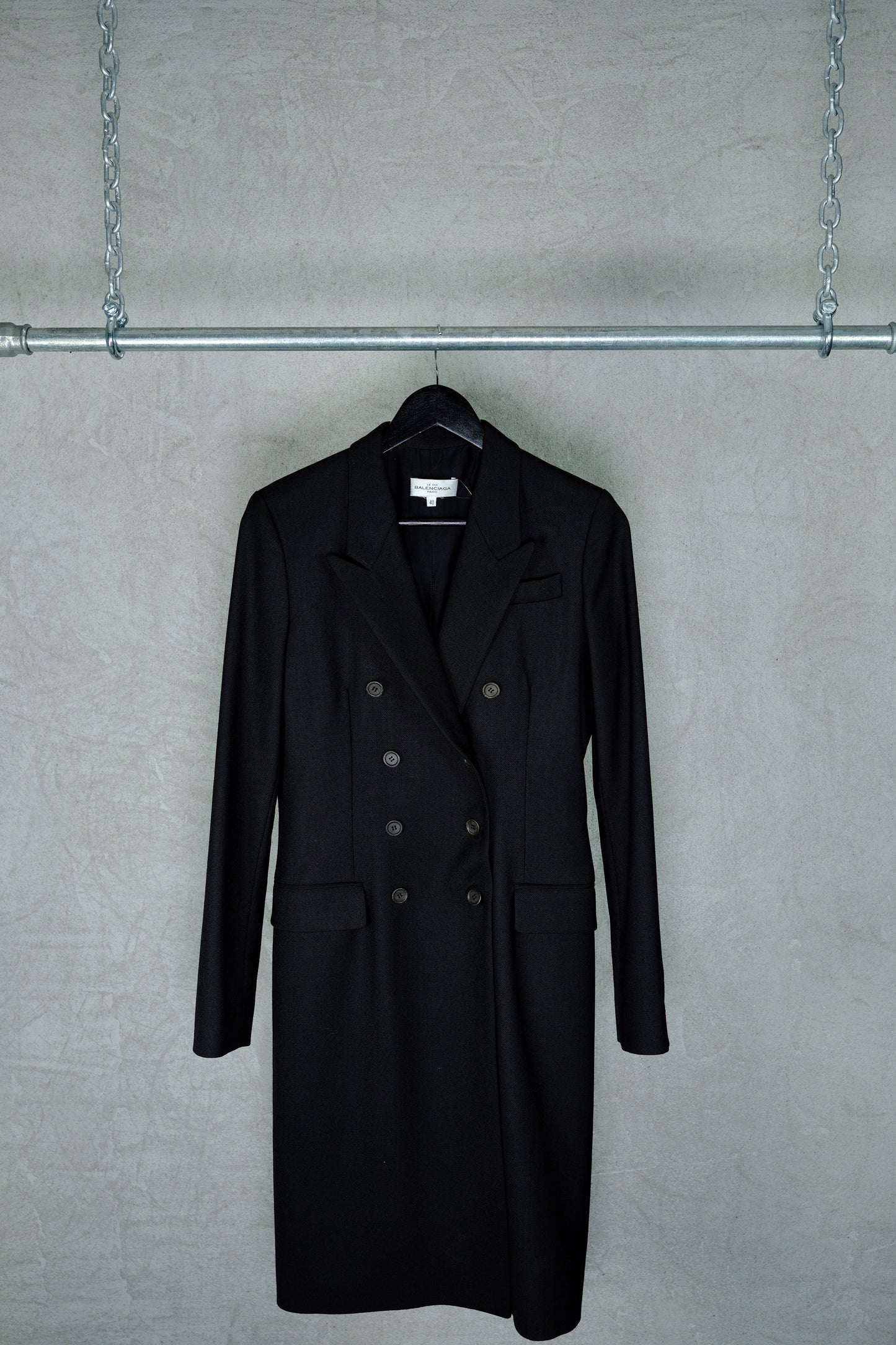 “Le Dix Balenciaga Paris” Double-breasted Tailored Long Coat