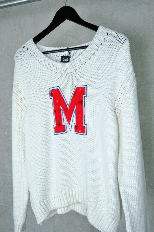 D&G by Dolce & Gabbana 2001 “M Varsity” Knit Sweater