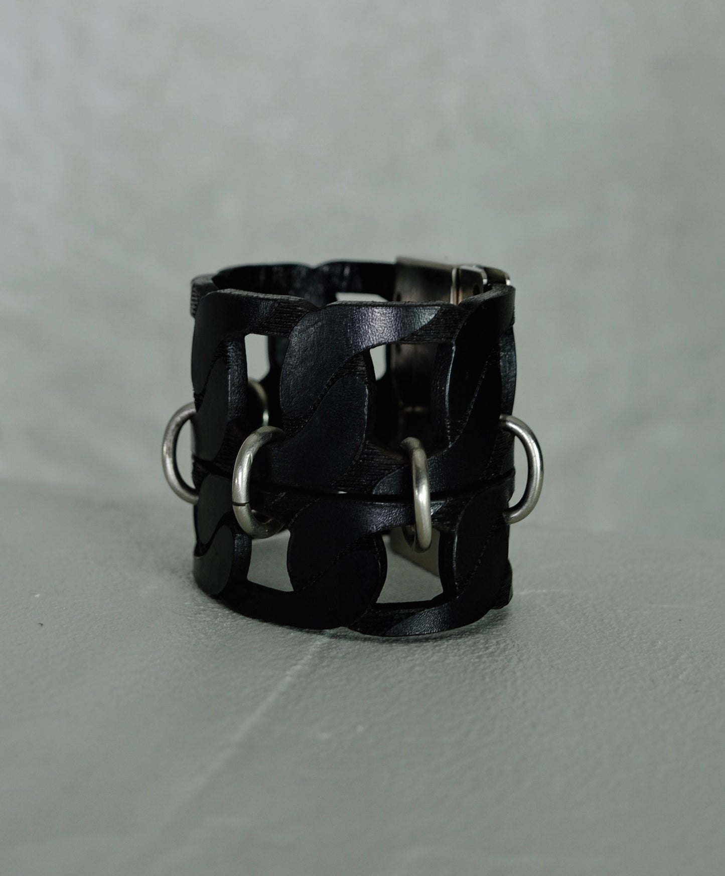 XL Gianfranco Ferré Industrial Leather & Metal Cuff  (circa 2000)