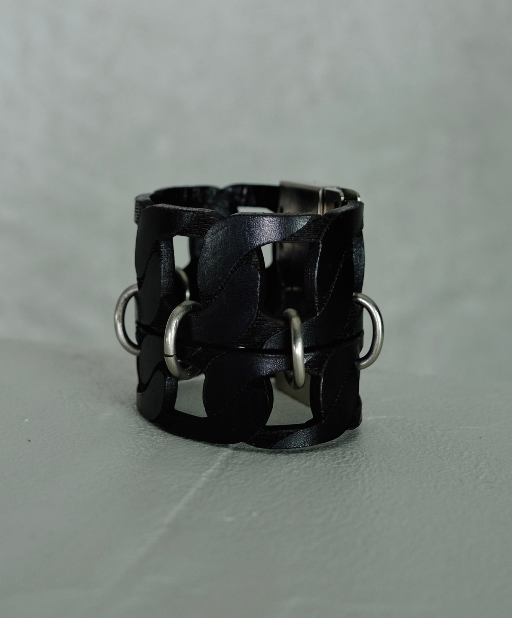 XL Gianfranco Ferré Industrial Leather & Metal Cuff  (circa 2000)
