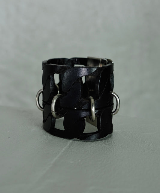 XL Gianfranco Ferré Industrial Leather & Metal Cuff  (circa 2000)